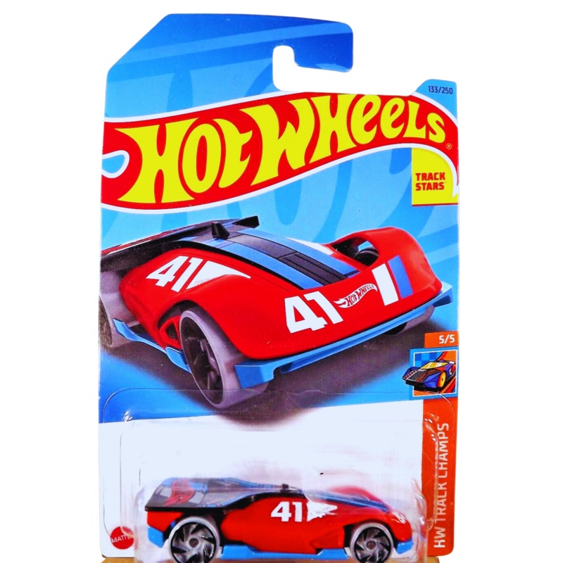 2023 Hot Wheels #133 HW Track Champs 5/5 ROLLIN' SOLO Red-Blue w/Black RA Spokes