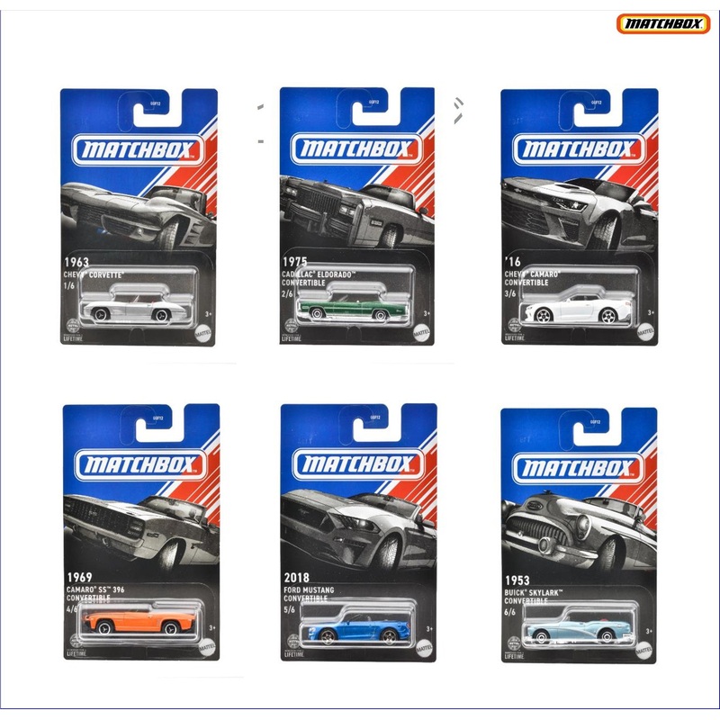 Matchbox Theme Assortment American Convertible Set of 6 (GGF12-987D)