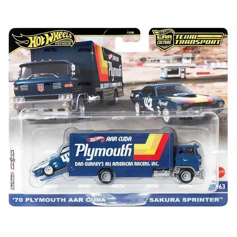 Hot Wheels Team Transport 2024 Mix 1 '70 Plymouth AAR Cuda + Sakura Sprinter